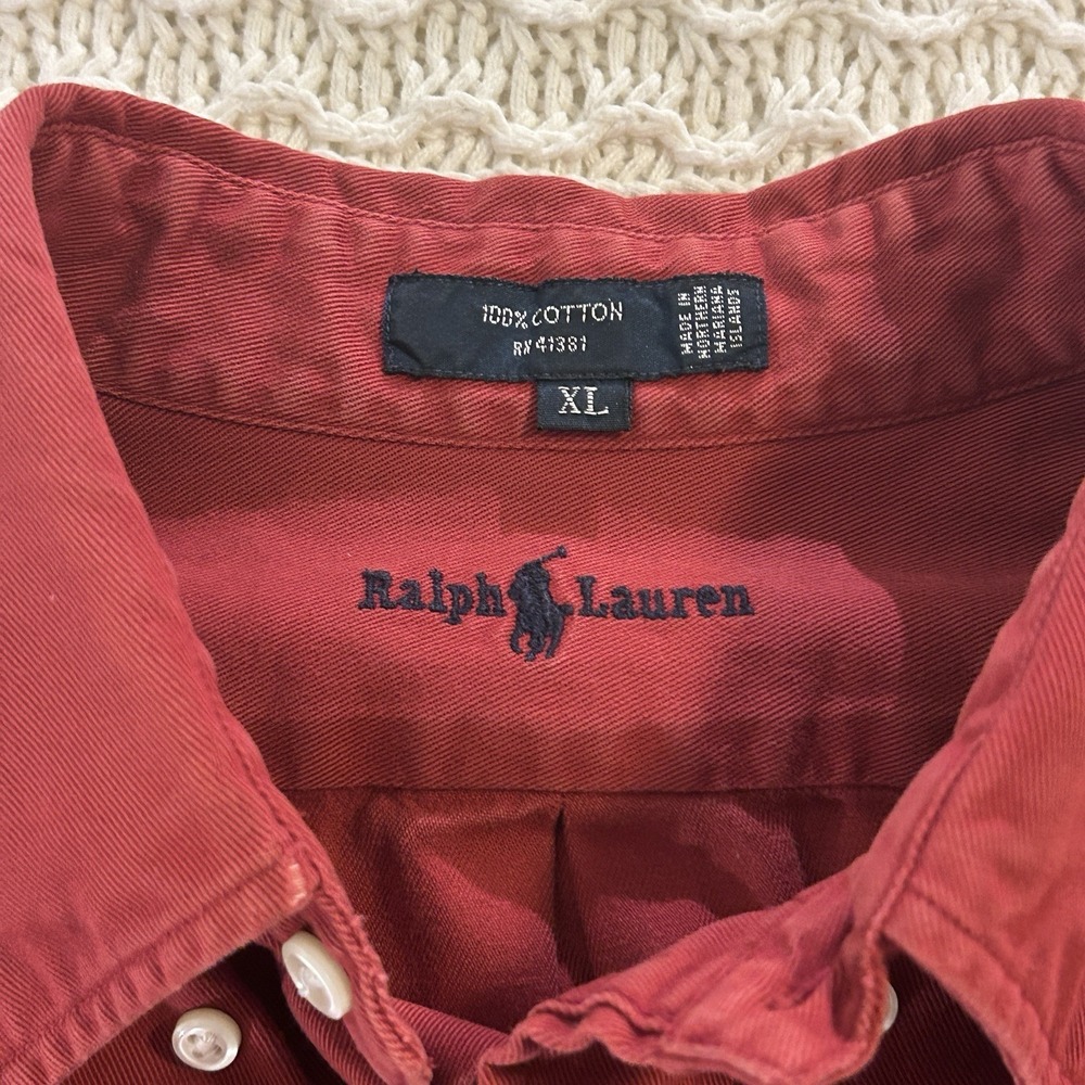 Ralph Lauren Men's XL Blaire Button Down Long Sleeve Red 100% Cotton - Picture 3 of 7